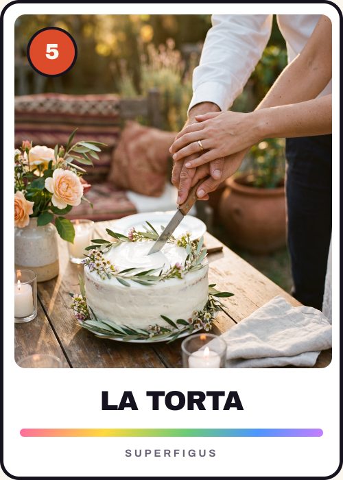 Figurita número 5 de las manos de los novios cortando la torta