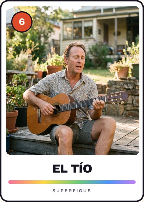 Figurita número 6 de un tío con una guitarra criolla